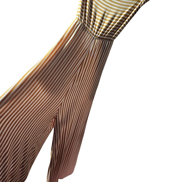 American Eagle Yellow & White Striped Halter Jumpsuit S Soft Fabric - Picture 2 of 9